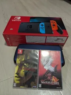 Nintendo Switch 本体、ソフト2本、sdカード、収納ケースセット
