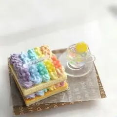 ③虹色ベアースクエアケーキセット　リピーター様限定お土産付き　フェイクスイーツ