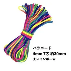 ★新品未使用★ パラコード 4mm 7芯 100フィート 30m レインボー