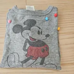 デニムダンガリー　ミッキーマウス Tシャツ グレー フリル袖