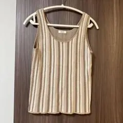 LOWRYS FARMストライプ ノースリーブ トップス Fサイズ