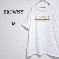 ブラウニー【BROWNY】ロゴプリントTシャツ Mサイズ ホワイト