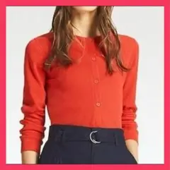 【美品】UNIQLO　ユニクロ　ミニ ワッフル カーディガン　M　レッド