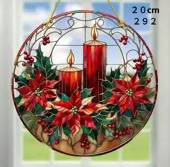 ２９２　赤いクリスマスキャンドル　２０cmアクリルサンキャッチャー