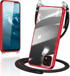 AQUOS sense6 / sense6s ケース ショルダー クリア レッド