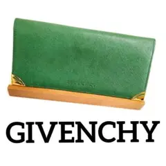 希少色GIVENCHYジバンシー長財布 グリーン ブランドロゴ 金具 ウォレット