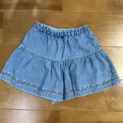 キッズ デニムブルー フリル付きハーフパンツ 130cm