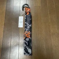 【熱中症対策】晴雨兼用折りたたみ傘 黒・オレンジ花柄 50cm