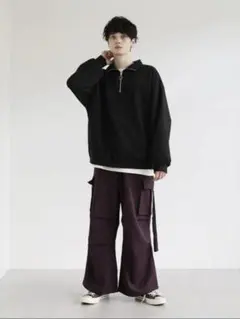 ドレープワイドスラックスカーゴパンツ