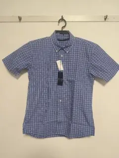 【美品】青と白のチェック柄 半袖シャツ Lサイズ