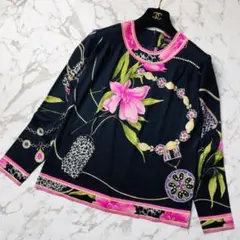 ✨極美品✨ レオナール シルクウール 花柄 ブラウス ギャザー
