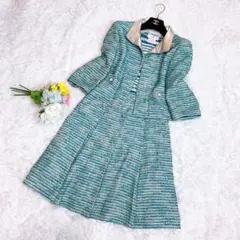 極美品✨シャネル ツイード スカートスーツ セットアップ ブルー 38