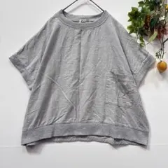 【Dgy】半袖カットソー　Tシャツ　ドルマン　ビッグシルエット　グレー　LL