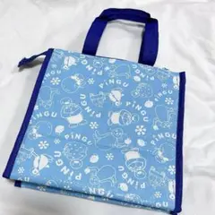 ピングー 保冷ランチバッグ ブルー ファスナー付き お弁当袋 美品