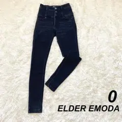 ELDER EMODA ハイウエストスキニーデニムパンツ ブラック 0