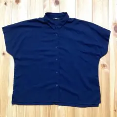 UNIQLO ユニクロ レーヨン 半袖 シャツ ブラウス M ネイビー