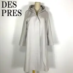 LA4926 デプレ ウールロングコート 白ホワイトグレー カシミヤ混 36