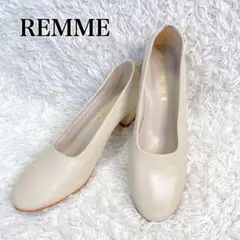 REMME(レメ) 白 ラウンドトゥパンプス 本革 レザー 36