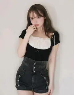 andmary Mew frill tops Black AM0904