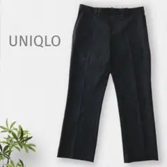 a947【ユニクロ】フォーマルパンツ ストライプ レディース 黒 レーヨン混