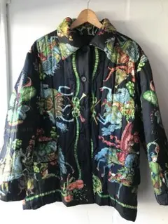 OLD HERMES フランス製 リバーシブルシルク中綿ブルゾン 黒 40