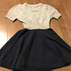 女児ニットワンピース　グレー/ネイビー