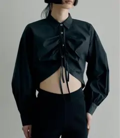 SORIN Broad Curved Hem Ribbon Shirt
