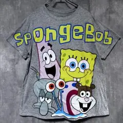 スポンジボブ キャラクター Tシャツ　グレー