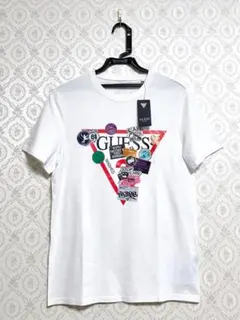 新品タグ付き GUESS ゲス 柄物Tシャツ ホワイト 白色 メンズ