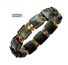 スモーキークォーツ 琥珀 ブレスレット MJC ストレッチコード レディース箱付