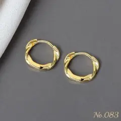 silver925 ツイスト フープピアス ゴールド No.83