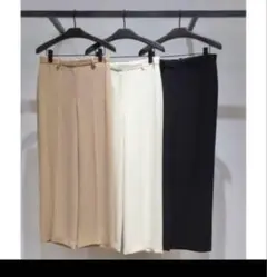 SALE【Theory】黒 クラシッククレープ ワイドパンツ センタープレス