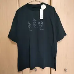 ボタニカル　フラワー　刺繍　Tシャツ チュニック　フリーサイズ　新品　黒