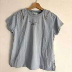 ライトブルー 半袖Tシャツ ジッパー付き