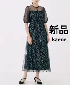 ローズジャカード×チュールドレス　kaene ブラック　34サイズ　カエン