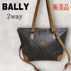 極美品 BALLY バリー モノグラム 2way トートバッグ ショルダー 茶