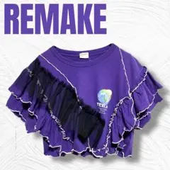 Mサイズ相当 リメイクTシャツ クロップド丈 バックプリント r0053