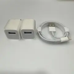 Apple純正　USB充電器2個とLightningケーブルセット