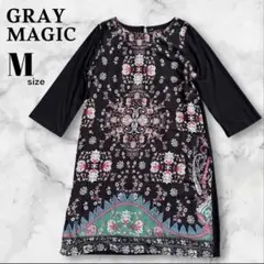 未使用 GRAY MAGIC グレイマジック ひざ丈ワンピース 花柄 七分袖 M