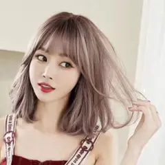 W24☆☆ストレートボブ アッシュピンク 大人かわいい ふわふわ 日常的 送料込