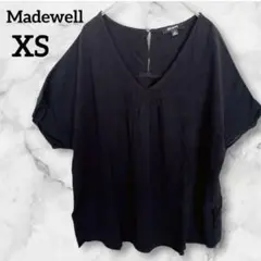 1点物✨Madewell 【XS】 Vネック 黒 トップス　胸元デザイン
