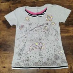 イラスト付きグレー半袖Tシャツ