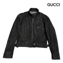 【美品】GUCCI グッチ デニムライダースジャケット 40 黒 トムフォード期