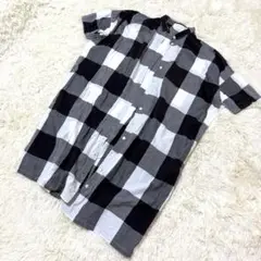 YACCO MARICARD 半袖　ギンガムチェックシャツ　ゆったりサイズ