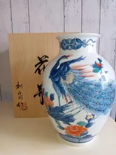 【有田焼 鍋島焼 ゴス百合 細口花瓶 和泉作】アンティーク 新品 花器 壺 有田焼 鍋島焼 ゴス百合 細口花瓶 和泉作】アンティーク 新品