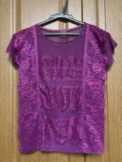 【処分価格】ROSE BUD レース付きノースリーブトップス パープル