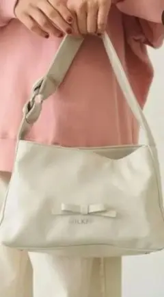 MILKFED　 リボン付き　ショルダーバッグ 白