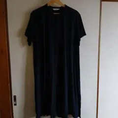 ネイビー シャツワンピース 半袖