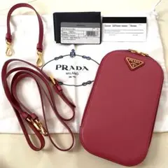 【美品】PRADA フォンホルダー サフィアーノ ピンク ショルダーバッグ