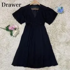 美品 Drawer ドゥロワー シルク100%ワンピース 上品 カシュクール